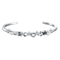 Silver Star And Stud Bar Cuff Bracelet Created With Swarovski Crystals