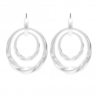 Silver Textured Double Link Doorknocker Earring