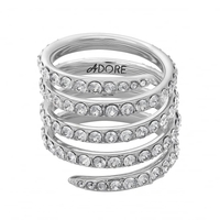 Silver Wrap Around Ring Created With Swarovski Crystals
