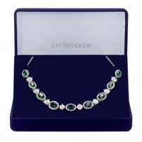 Silverr Palted Cubic Zirconia Green Halo Necklace - Gift Boxed