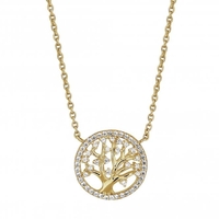 Simply Silver 14ct Gold Plated Sterling Silver Tree of Love Necklace