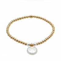 Simply Silver 14ct Gold Plated Sterling Silver Tree of Love Stretch Bracelet