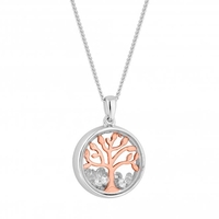 Simply Silver 14ct Rose Gold Plated Sterling Silver 925 Tree of Love Shaker Pendant Necklace