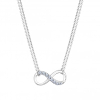 Simply Silver Double Chain Cubic Zirconia Infinity Necklace