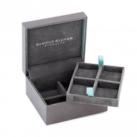 Simply Silver Grey Faux Suede Interior Two Layer Gift Jewellery Box