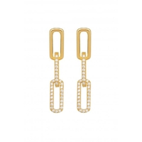 Simply Silver Sterling Silver 14ct Gold Cubic Zirconia Link Drop Earrings