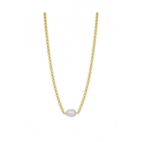 Simply Silver Sterling Silver 14ct Gold Plated Baroque Pearl Belcher Necklace