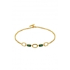 Simply Silver Sterling Silver 925 14ct Gold Emerald Cubic Zirconia Link Toggle Bracelet