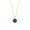 Simply Silver Sterling Silver 925 14ct Gold Malachite Locket Necklace