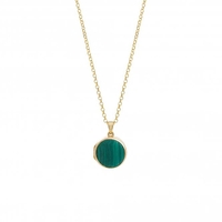 Simply Silver Sterling Silver 925 14ct Gold Malachite Locket Necklace