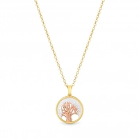 Simply Silver Sterling Silver 925 14ct Gold Plated Tri Tone Tree of Love Pendant Necklace