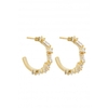 Simply Silver Sterling Silver 925 14ct Gold With Cubic Zirconia Baguette Hoop Earrings