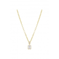 Simply Silver Sterling Silver 925 14ct Gold With Cubic Zirconia Paperlink Chain Pendant Necklace