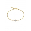 Simply Silver Sterling Silver 925 14ct Gold With Cubic Zirconia Tri Stone Bracelet