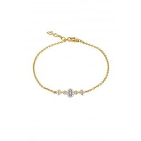 Simply Silver Sterling Silver 925 14ct Gold With Cubic Zirconia Tri Stone Bracelet