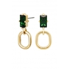 Simply Silver Sterling Silver 925 14ct Gold With Emerald Cubic Zirconia Forward Facing Drop Earrings