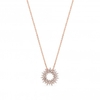 Simply Silver Sterling Silver 925 14ct Rose Gold With Cubic Zirconia Open Round Pendant Necklace