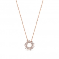 Simply Silver Sterling Silver 925 14ct Rose Gold With Cubic Zirconia Open Round Pendant Necklace