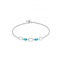 Simply Silver Sterling Silver 925 Aqua Link T Bar Bracelet