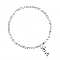 Simply Silver Sterling Silver 925 Beaded Love Stretch Cubic Zirconia Bracelet