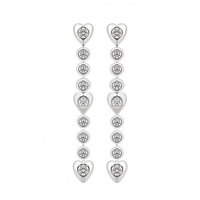 Simply Silver Sterling Silver 925 Cubic Zirconia Heart Drop Link Earrings