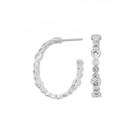 Simply Silver Sterling Silver 925 Cubic Zirconia Heart Row Hoop Earrings