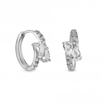 Simply Silver Sterling Silver 925 Cubic Zirconia Mini Hoop Earrings
