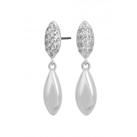 Simply Silver Sterling Silver 925 Cubic Zirconia Organic Pave Drop Earrings