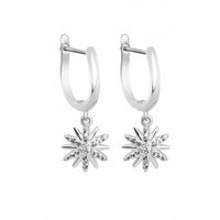 Simply Silver Sterling Silver 925 Cubic Zirconia Starburst Charm Hoop Earrings