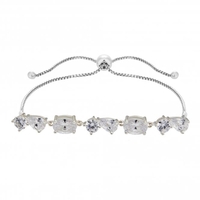 Simply Silver Sterling Silver 925 Cubic Zirconia Toggle Bracelet