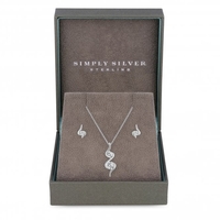 Simply Silver Sterling Silver 925 Cubic Zirconia Wrapped In Love Set - Gift Boxed