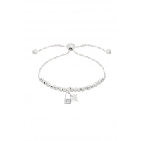 Simply Silver Sterling Silver 925 Diamond Cut Charm Toggle Bracelet