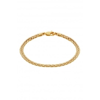 Simply Silver Sterling Silver 925 Diamond Cut Gold Flat Chain Bracelet