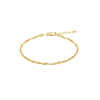 Simply Silver Sterling Silver 925 Diamond Cut Singapore Gold Chain Bracelet