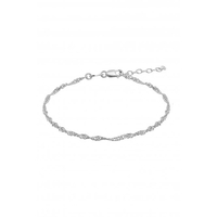 Simply Silver Sterling Silver 925 Diamond Cut Singapore Silver Chain Bracelet