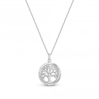 Simply Silver Sterling Silver 925 Diamond Cut Tree of Love Pendant Necklace