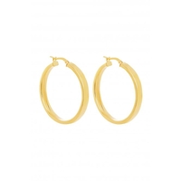 Simply Silver Sterling Silver 925 Flat Hoop Gold Earrings