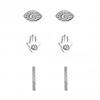 Simply Silver Sterling Silver 925 Hamsa and Eye Multipack Earrings