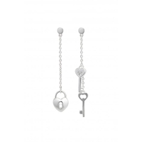 Simply Silver Sterling Silver 925 Heart and Key Chain Drop Earrings