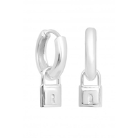 Simply Silver Sterling Silver 925 Padlock Charm Hoop Earrings