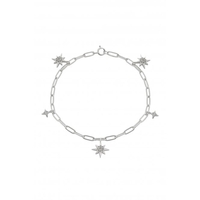 Simply Silver Sterling Silver 925 Paperlink Celestial Bracelet