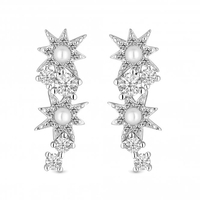 Simply Silver Sterling Silver 925 Pearl Climber Earrings