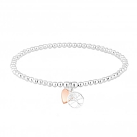 Simply Silver Sterling Silver 925 Polished Mini Tree of Love & Heart Stretch Bracelet