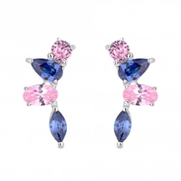 Simply Silver Sterling Silver 925 Tanzanite And Pink Climber Earrings