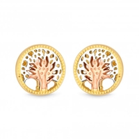 Simply Silver Sterling Silver 925 Tri Tone Tree of Love Stud Earrings