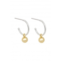 Simply Silver Sterling Silver 925 Two Tone Orb Charm Hoop Earrings