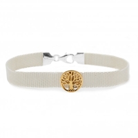 Simply Silver Sterling Silver 925 Two Tone Polished Tree of Love Mesh Bracelet