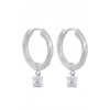 Simply Silver Sterling Silver 925 With Cubic Zirconia Charm Texture Hoop Earrings