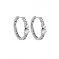 Simply Silver Sterling Silver 925 With Cubic Zirconia Duo Stone Channel Set Hoop Earrings