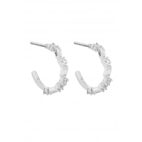 Simply Silver Sterling Silver 925 With Cubic Zirconia Fine Baguette Hoop Earrings